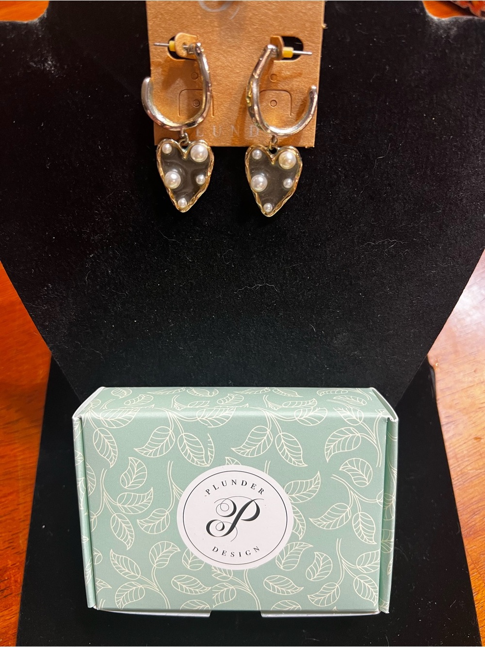 Plunder Gold Heart Drop Earrings with Pearls